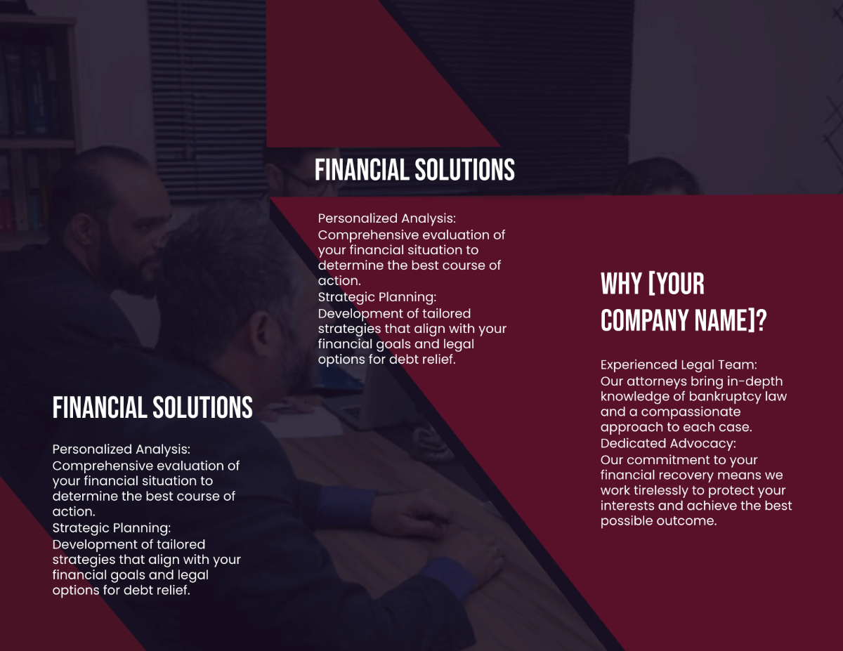 Free Bankruptcy Law and Debt Relief Brochure Template to Edit Online