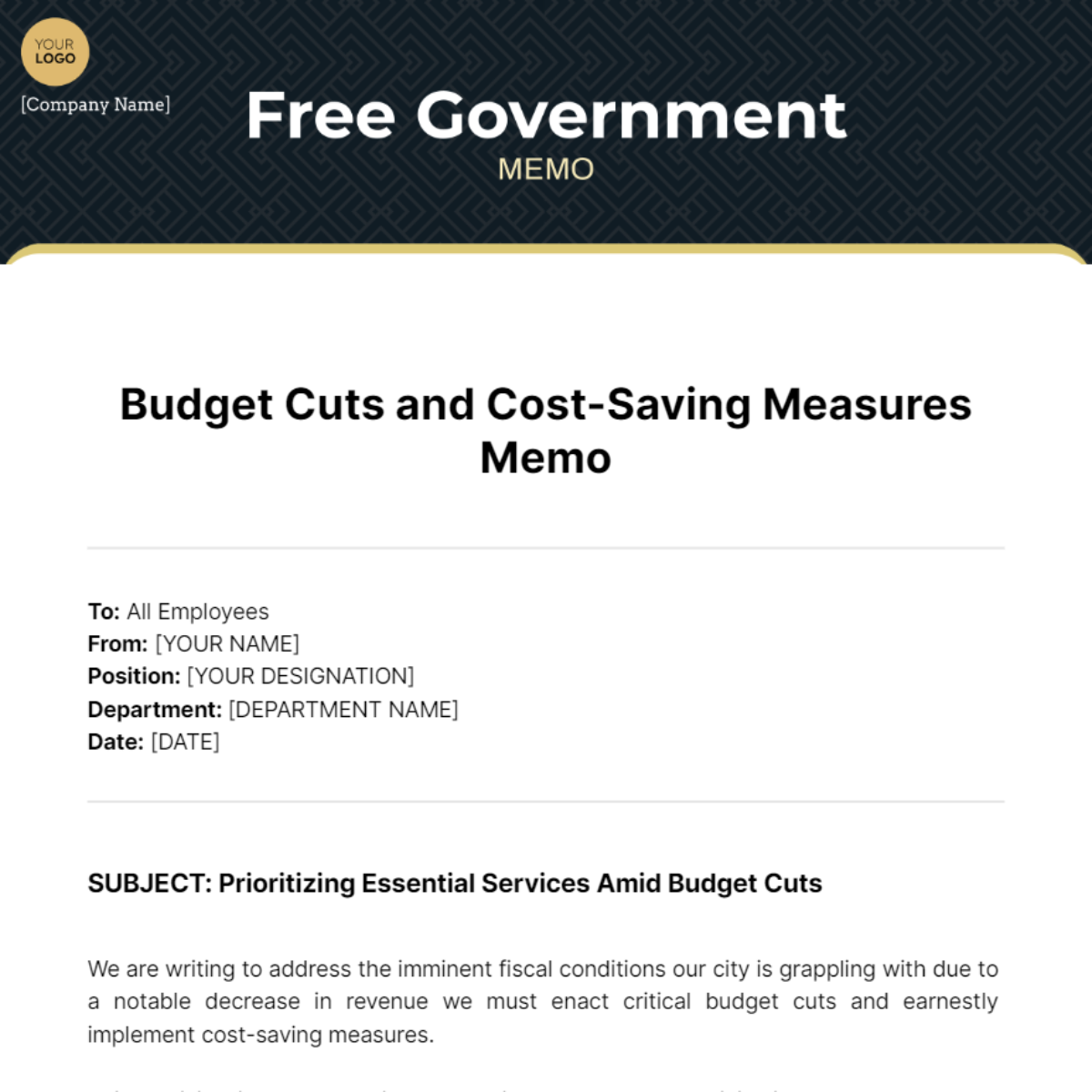 Government Memo Template Edit Online & Download Example