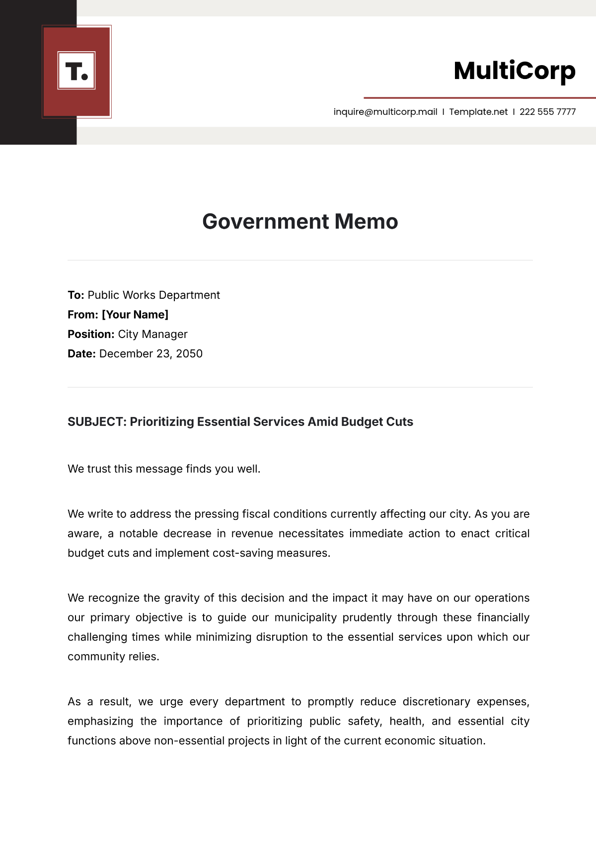 Free Government Memo Templates to Edit Online and Print