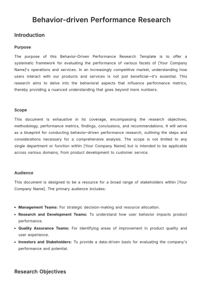 Free Behavior-driven Performance Research HR Template to Edit Online
