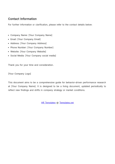 Free Behavior-driven Performance Research HR Template to Edit Online