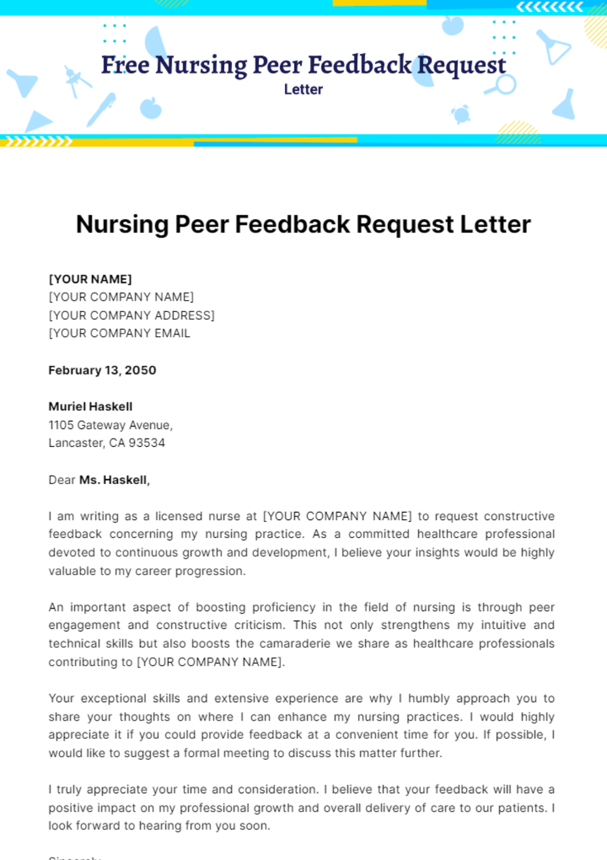 Free Nursing Peer Feedback Request Letter Template - Edit Online ...