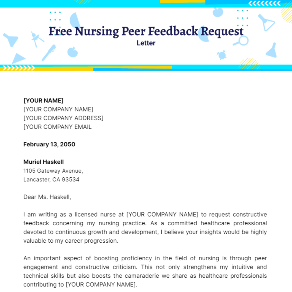 Nursing Peer Feedback Request Letter Template - Edit Online & Download ...