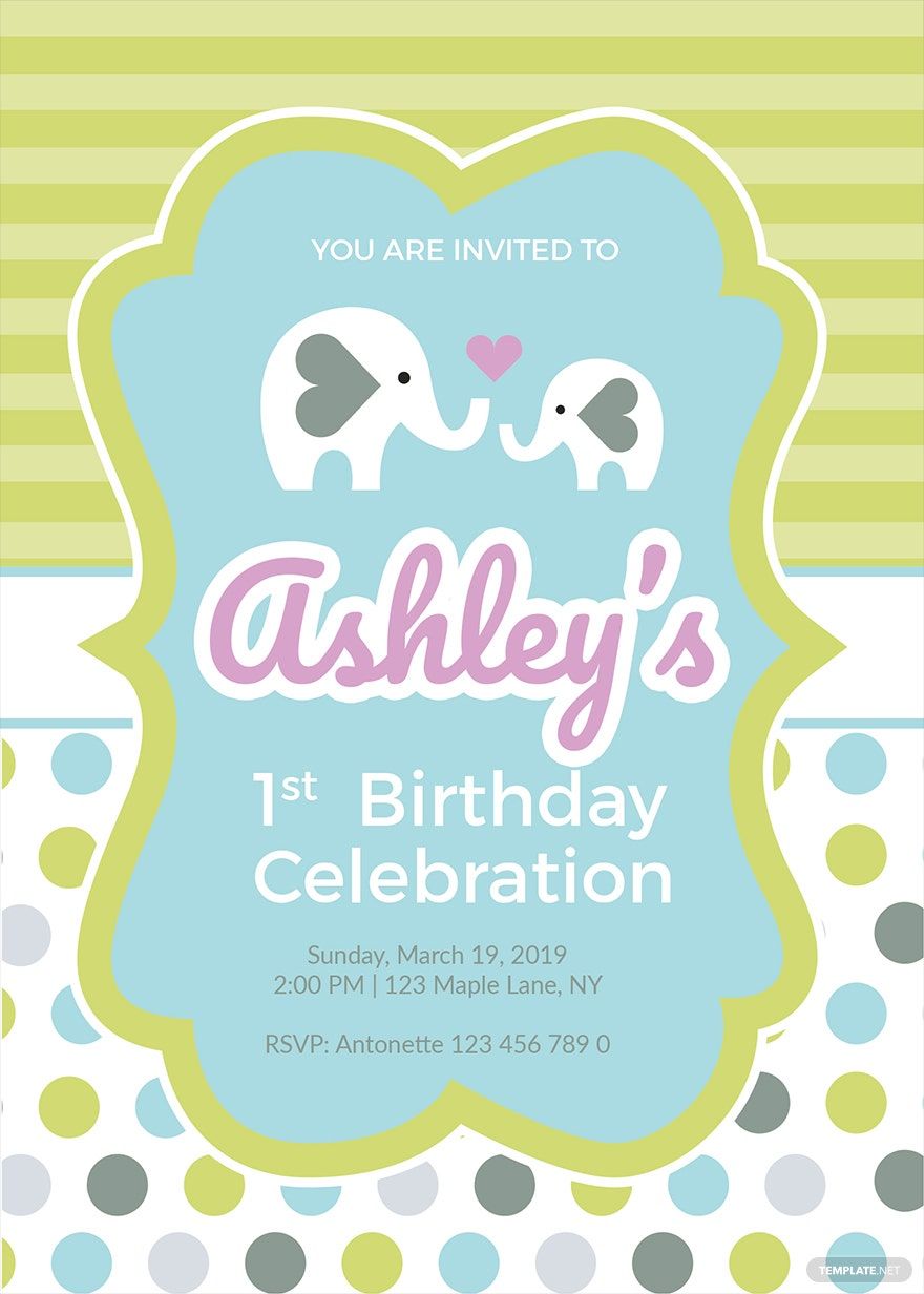 Baby First Birthday Invitation Template