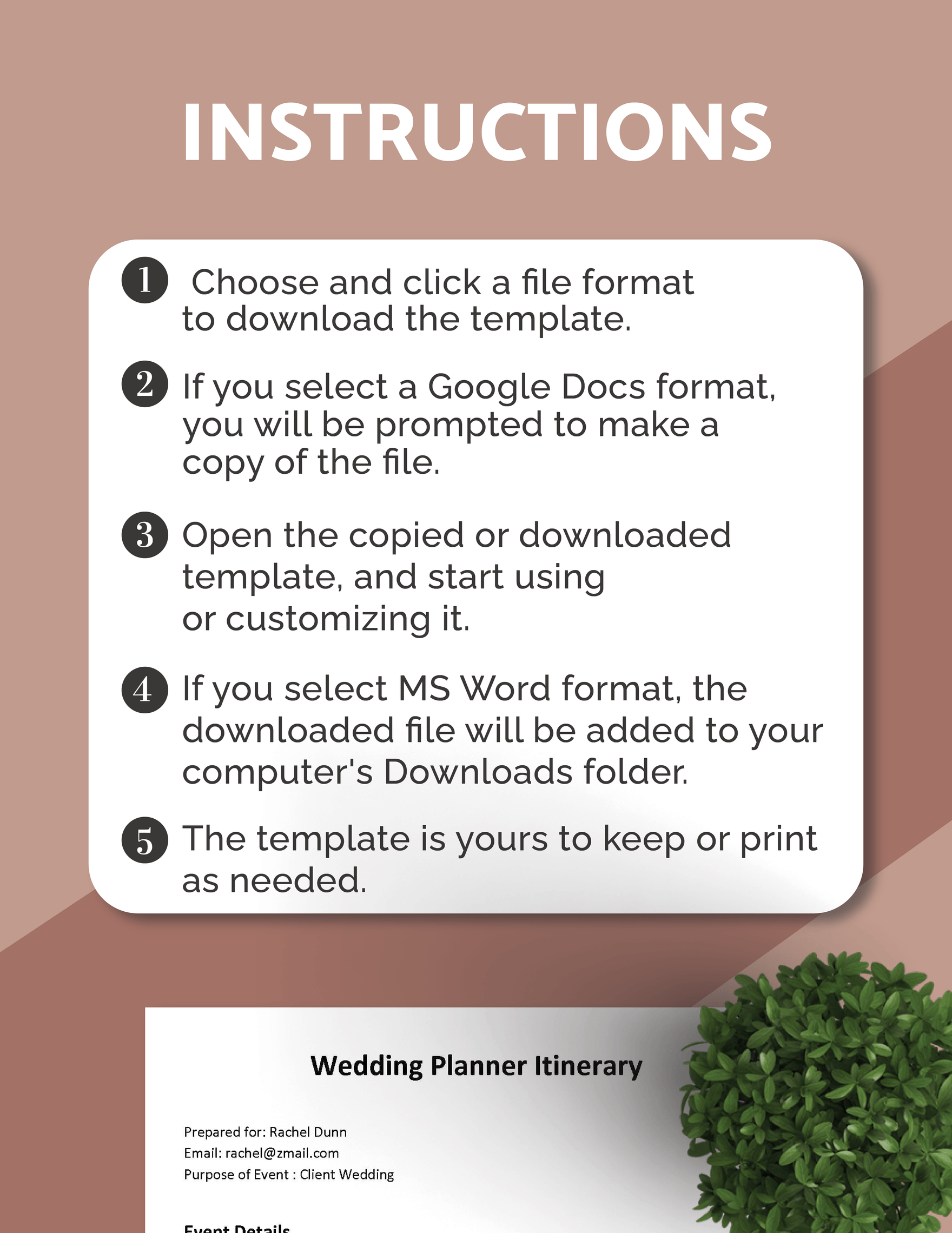 Wedding Planner Itinerary Template
