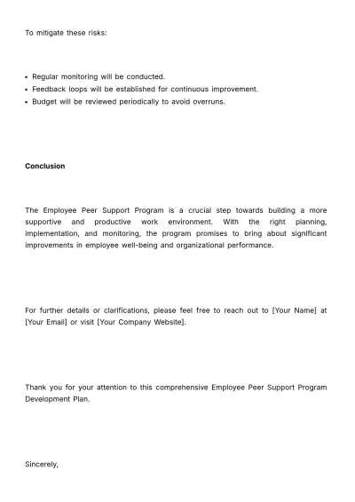 Free Employee Peer Support Program Development Plan HR Template to Edit Online