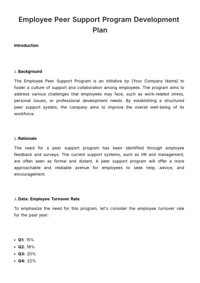 Free Employee Peer Support Program Development Plan HR Template to Edit Online