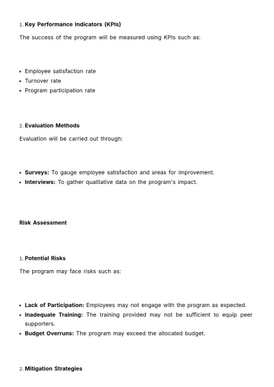Free Employee Peer Support Program Development Plan HR Template to Edit Online