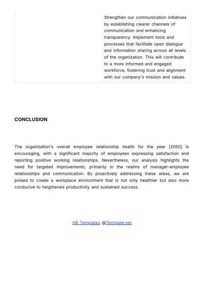 Free Annual Employee Relationship Health Report HR Template to Edit Online