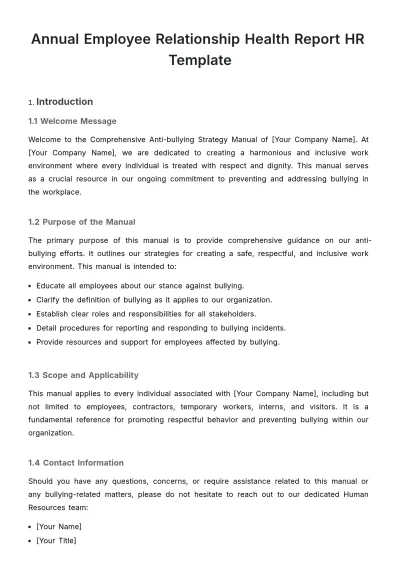 Free Employee Relationship Strategy & Planning Document HR Template to Edit Online