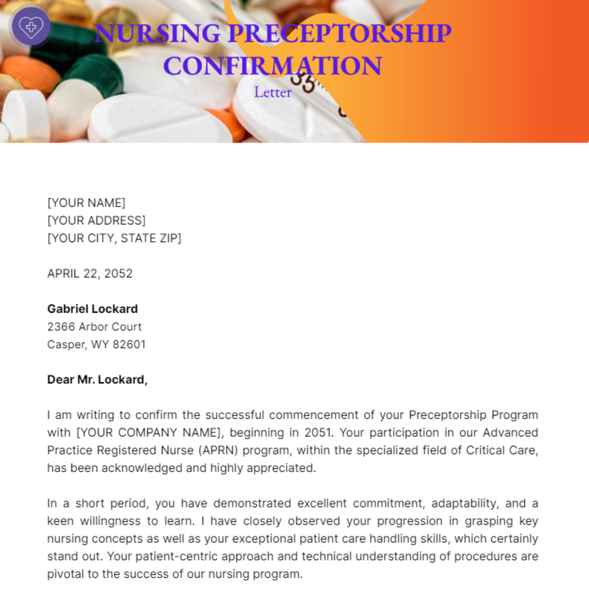 Nursing Preceptorship Confirmation Letter Template | Template.net