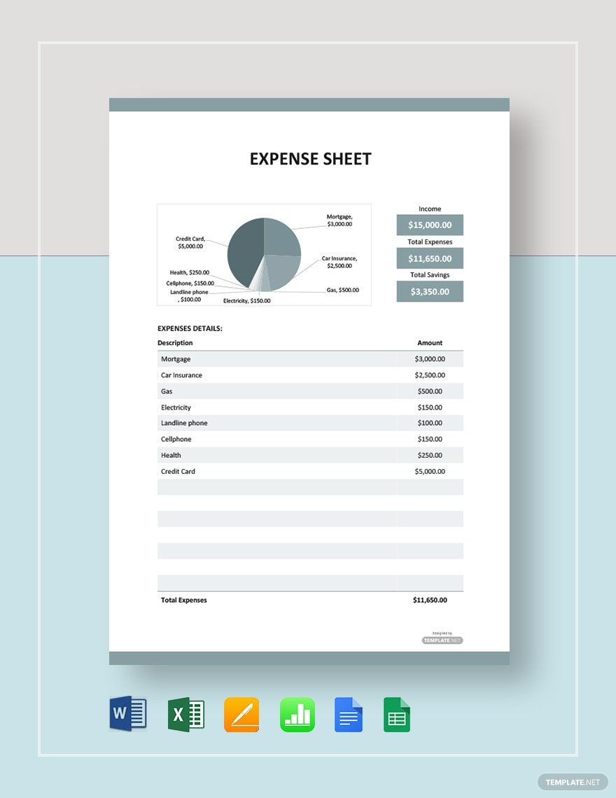 Free Simple Expense Sheet Template