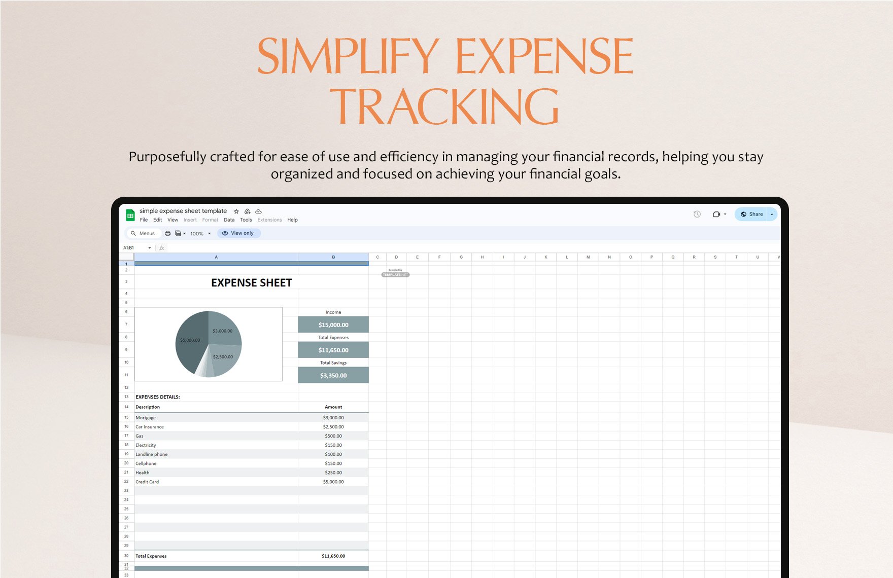 Simple Expense Sheet Template