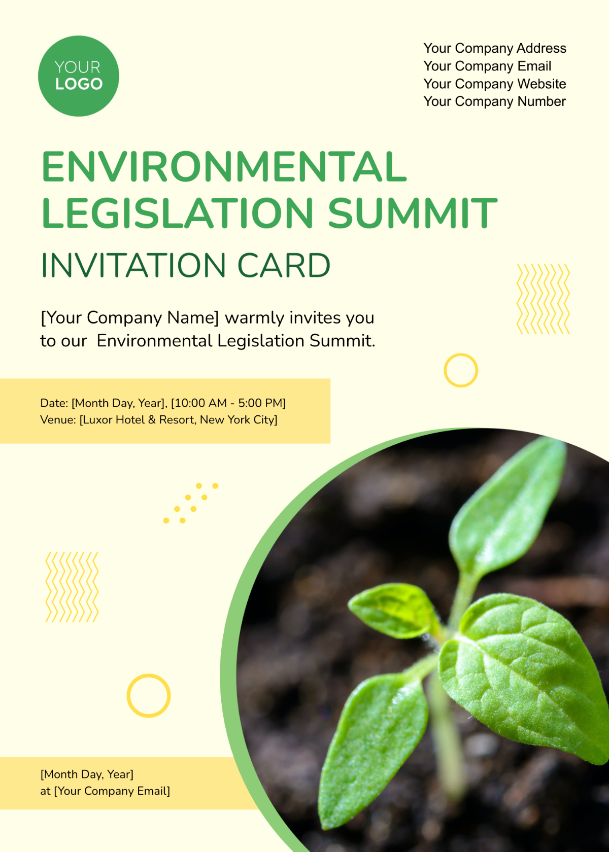 Environmental Legislation Summit Invitation Card Template