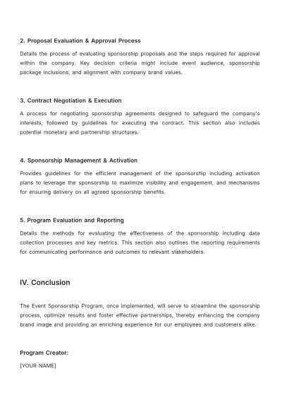 Free Event Sponsorship Program HR Template to Edit Online