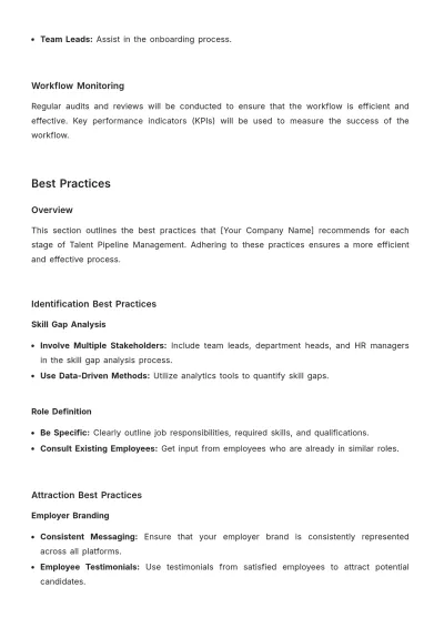 Free Talent Pipeline Management Guide HR Template to Edit Online