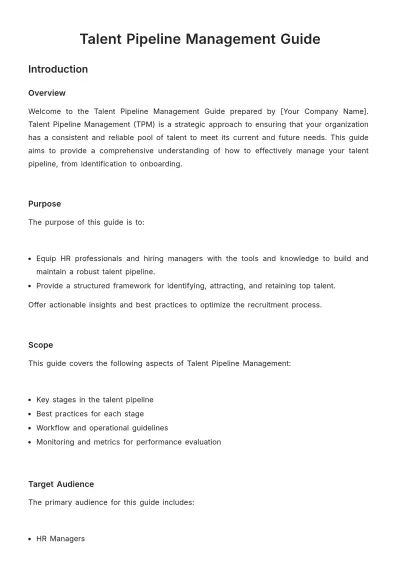 Free Talent Pipeline Management Guide HR Template to Edit Online