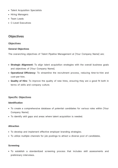 Free Talent Pipeline Management Guide HR Template to Edit Online