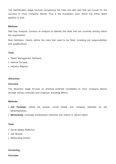 Free Talent Pipeline Management Guide HR Template to Edit Online