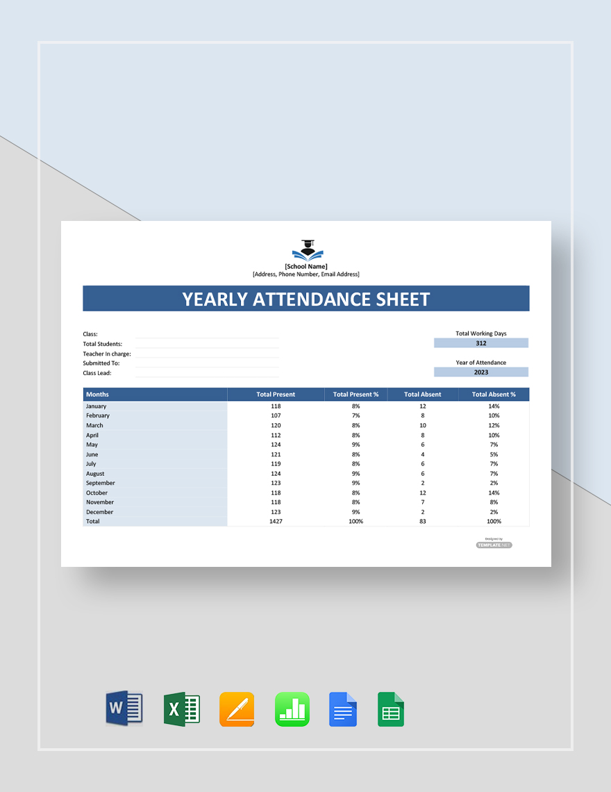 Yearly Attendance Template