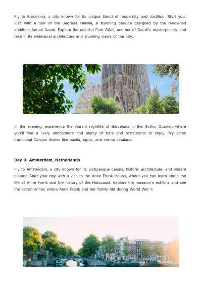 Free 10 Day Europe Trip Itinerary Template to Edit Online