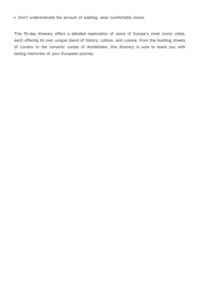 Free 10 Day Europe Trip Itinerary Template to Edit Online