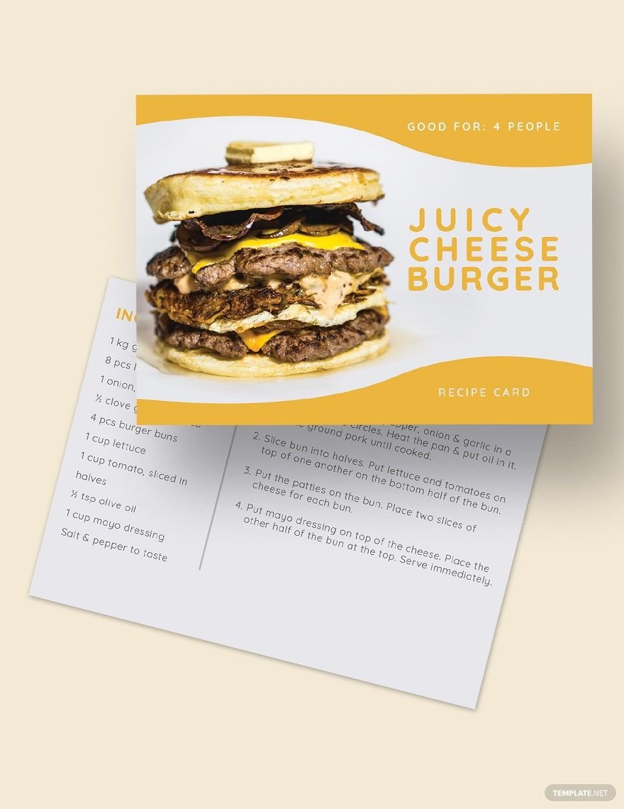Burger Recipe Card Template