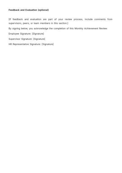 Free Monthly Achievement Review HR Template to Edit Online