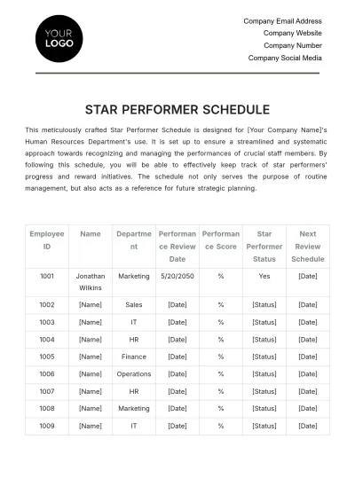 Free Star Performer Schedule HR Template to Edit Online