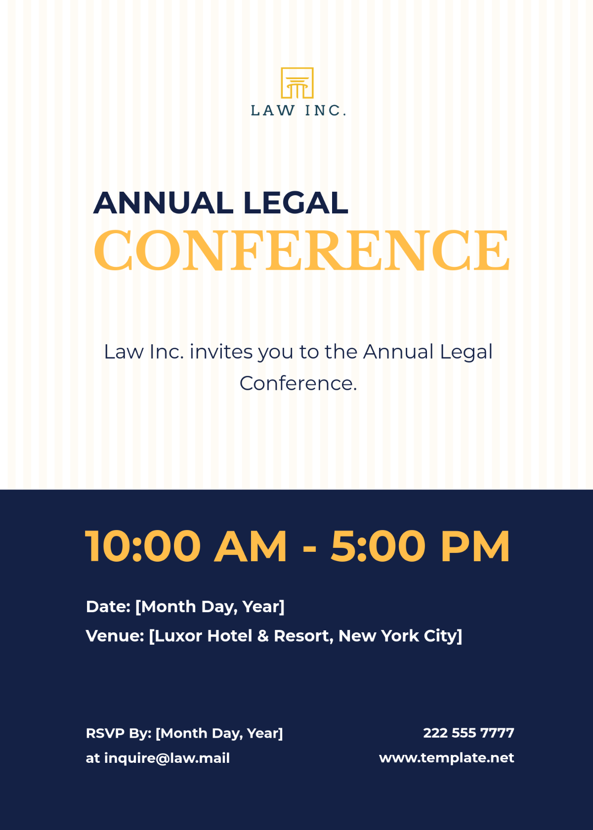 Annual Legal Conference Invitation Card Template - Edit Online & Download