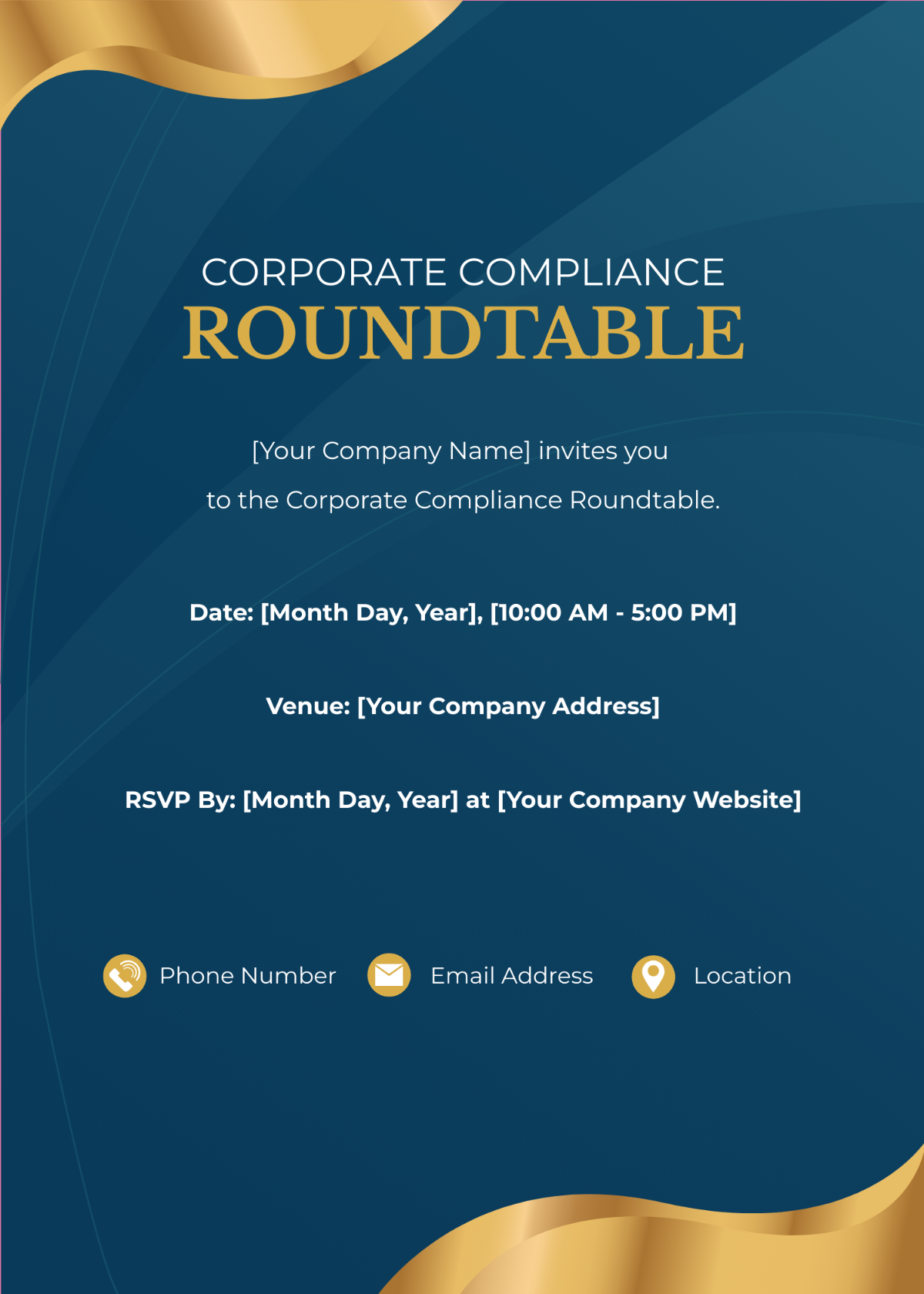 Corporate Compliance Roundtable Invitation Card Template