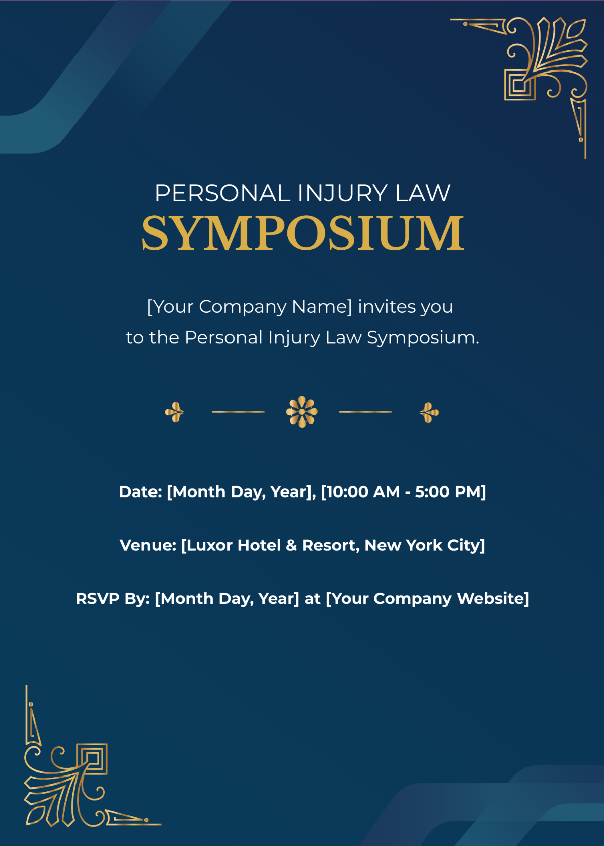 Personal Injury Law Symposium Invitation Card Template