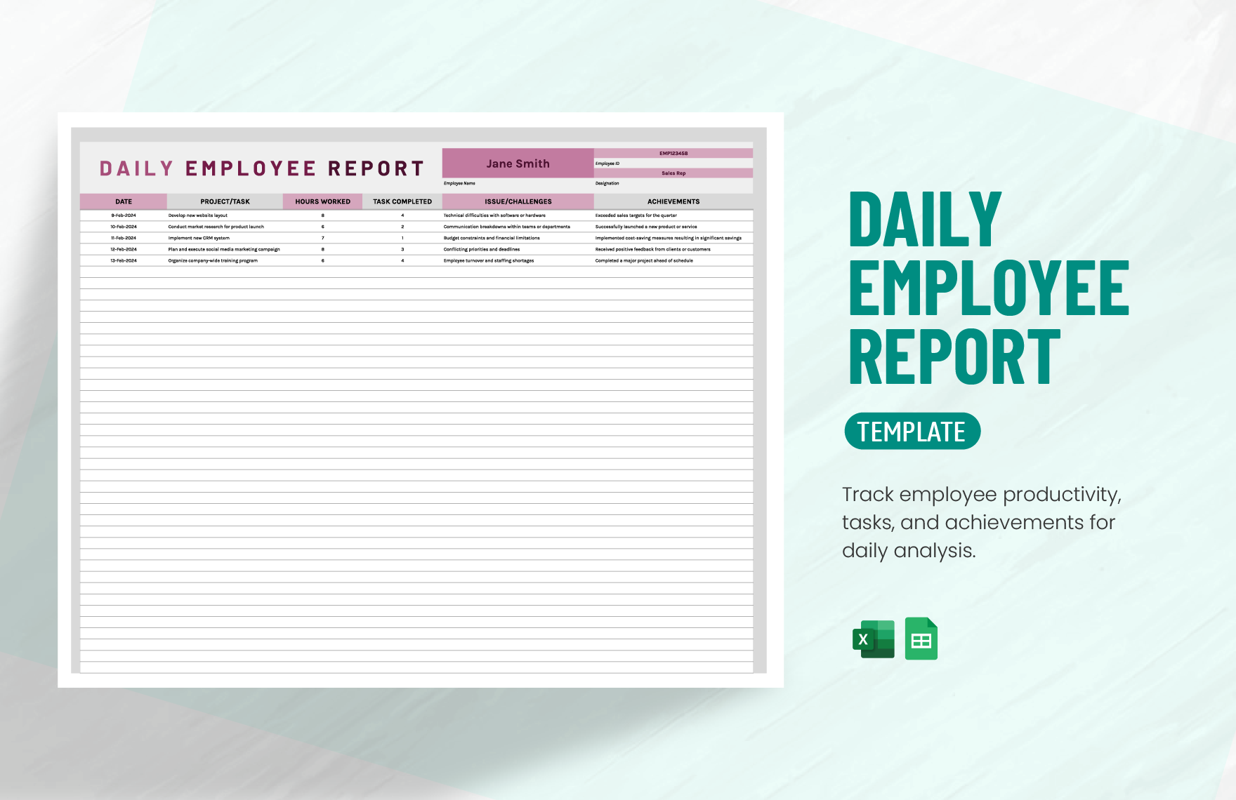 Daily Employee Report Template