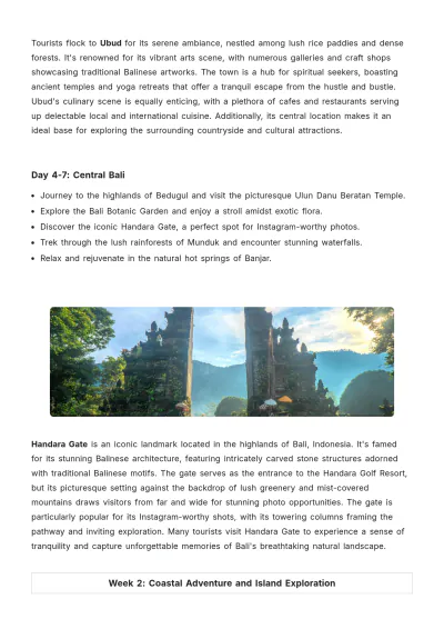Free 3 Week Bali Itinerary Template to Edit Online