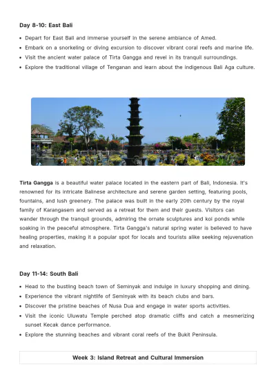 Free 3 Week Bali Itinerary Template to Edit Online