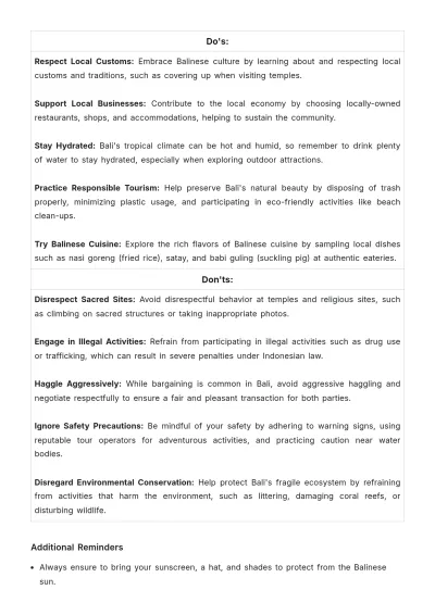 Free 3 Week Bali Itinerary Template to Edit Online
