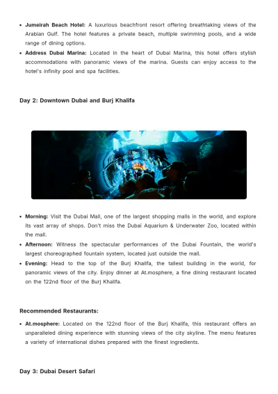 Free 5 Day Dubai Itinerary Template to Edit Online