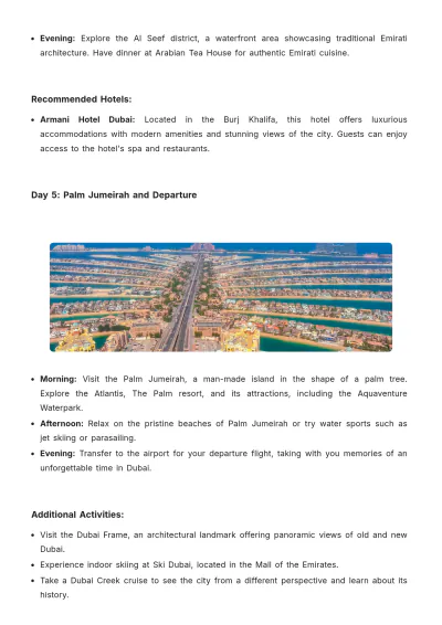 Free 5 Day Dubai Itinerary Template to Edit Online