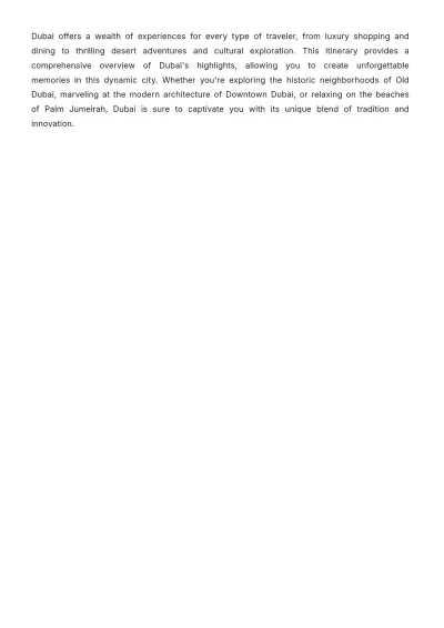 Free 5 Day Dubai Itinerary Template to Edit Online