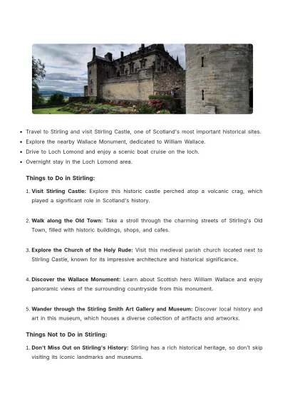 Free Scotland Trip Itinerary Template to Edit Online