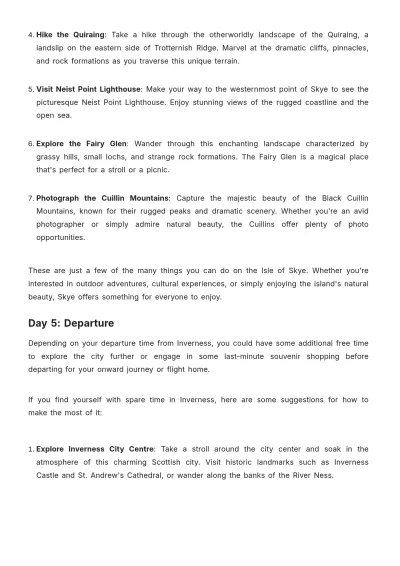 Free Scotland Trip Itinerary Template to Edit Online