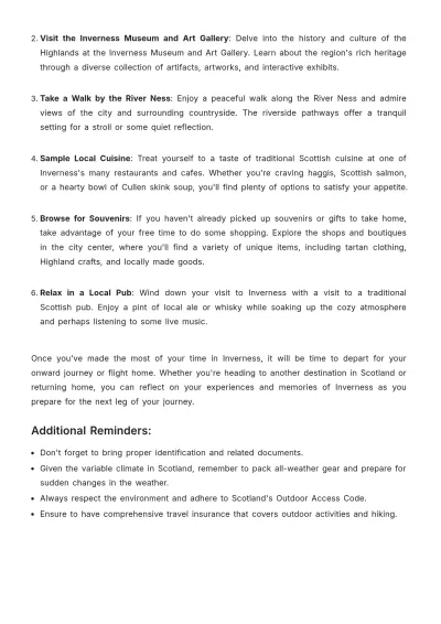 Free Scotland Trip Itinerary Template to Edit Online
