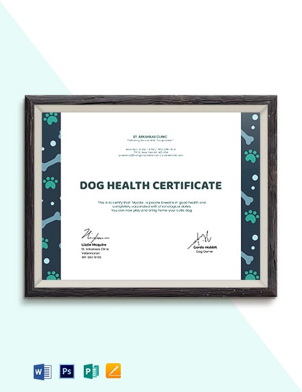 dog health certificate template