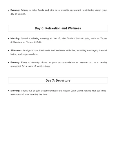 Free Lake Garda Itinerary Template to Edit Online