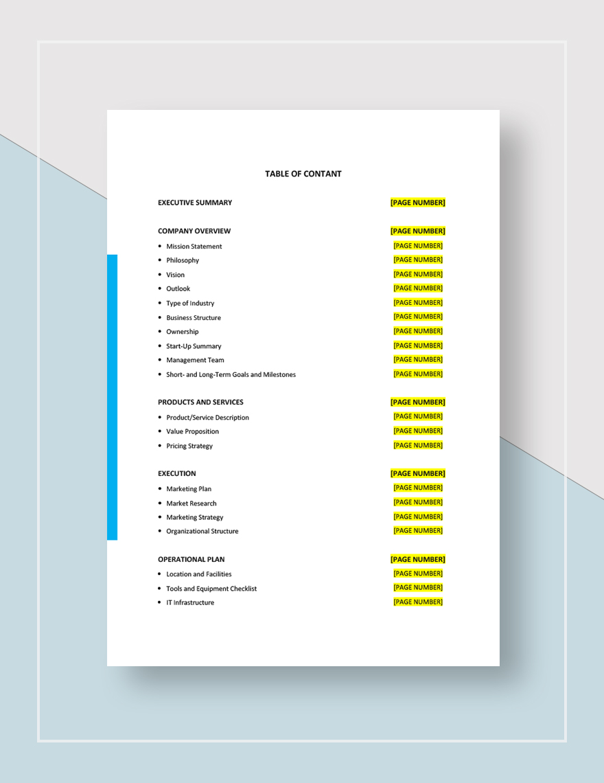 Blank Business Plan Template Download in Word, Google Docs, Apple