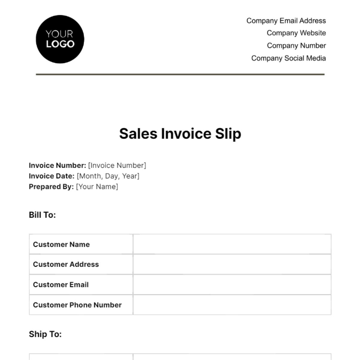 Sales Invoice Slip Template - Edit Online & Download