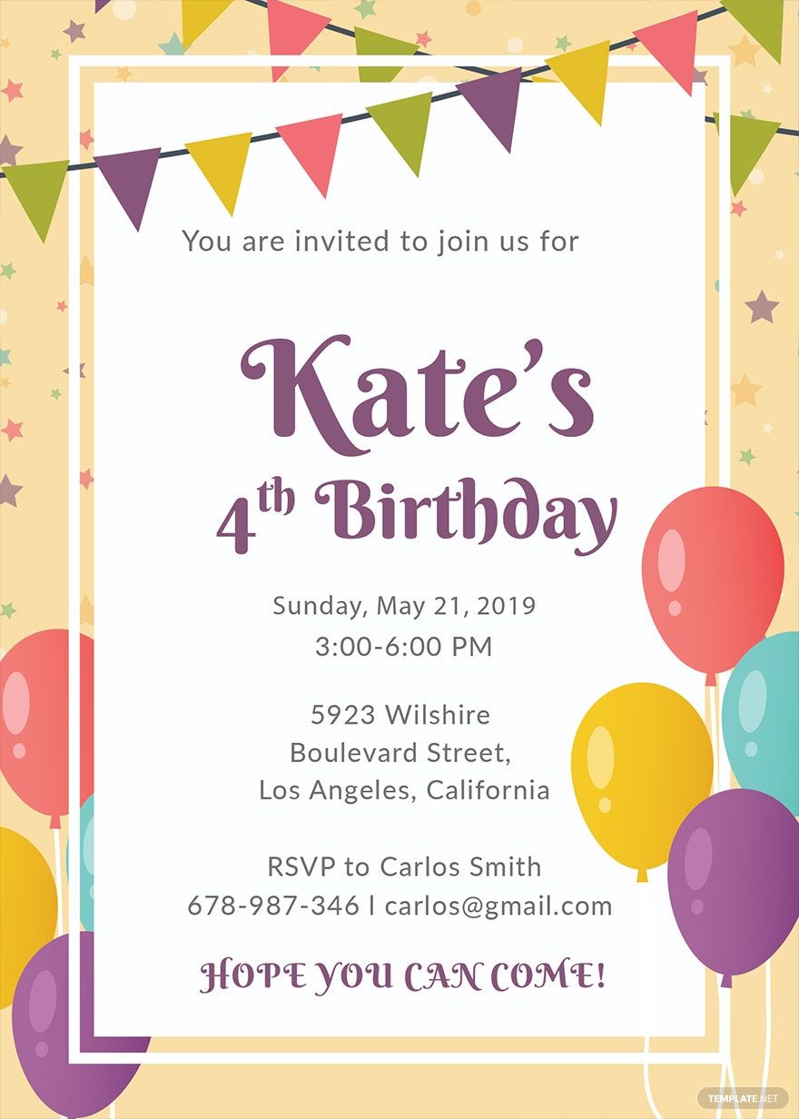 Email Birthday Invitation Template Download In Word Illustrator PSD 