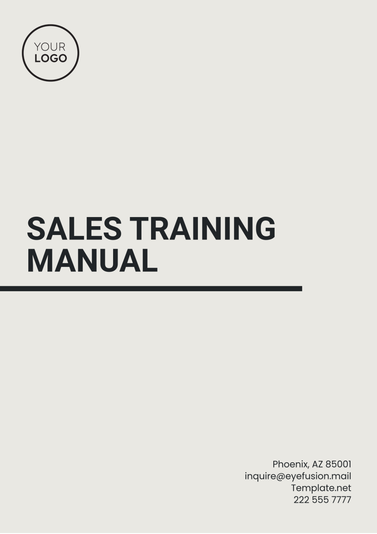 Sales Training Manual Template