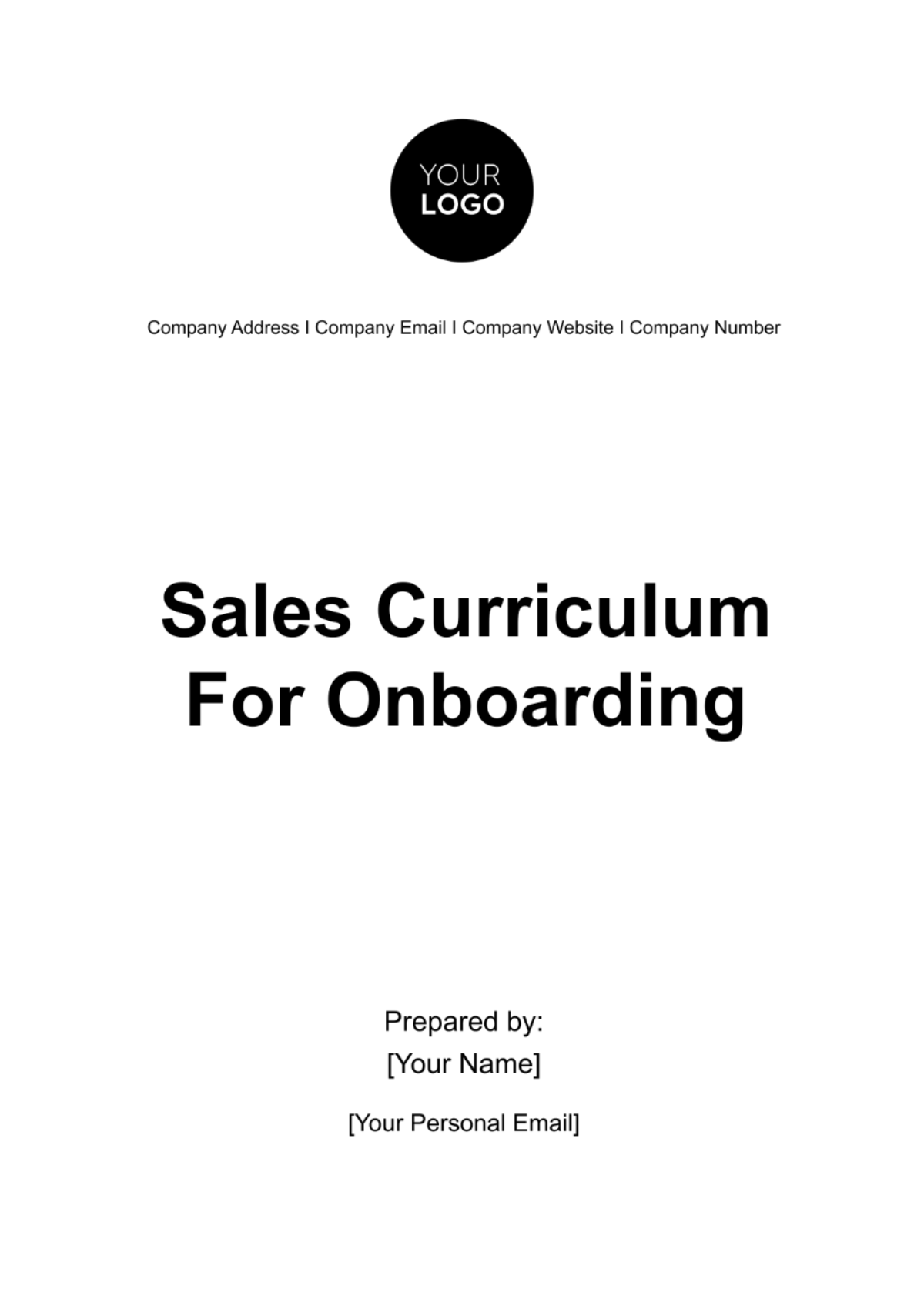 Free Sales Curriculum for Onboarding Template