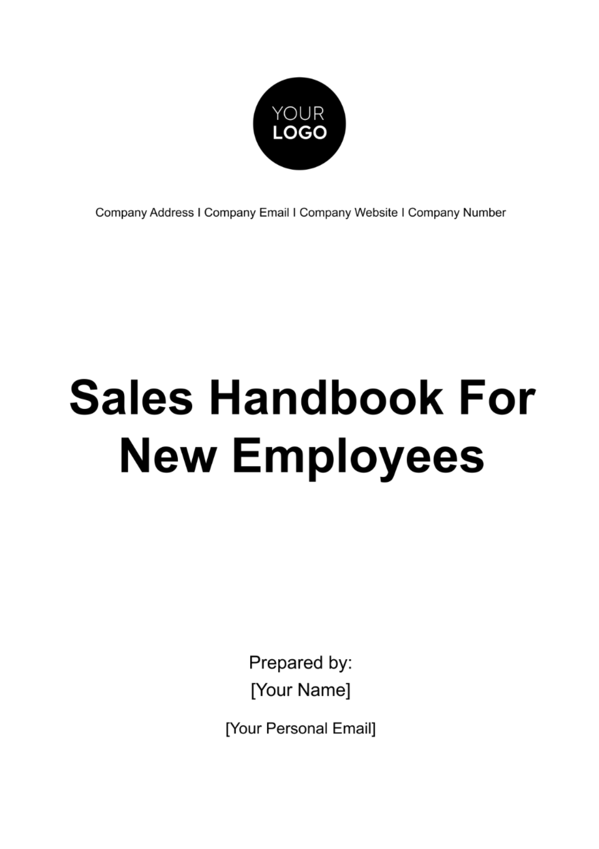 Sales Handbook for New Employees Template